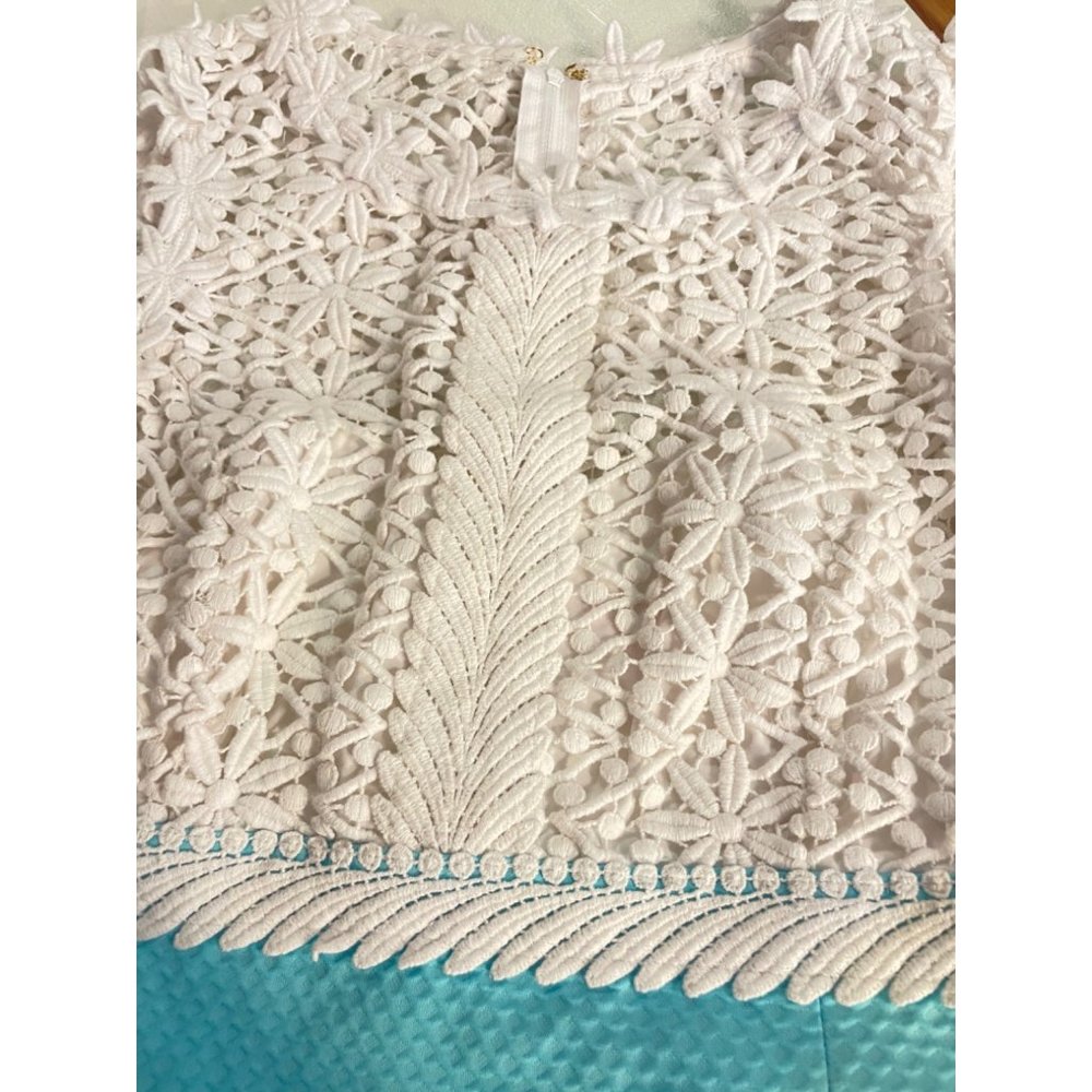 Lilly Pulitzer Crochet Lace Breakers Shift Dress in Breakwater Blue 8 Fits 6 - Picture 10 of 10
